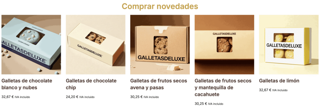 Imagen del proceso para finalizar la compra en Galletas Deluxe